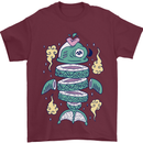 Funny Sliced Sushi Fish Fishing Fisherman Mens T-Shirt 100% Cotton Maroon