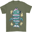 Funny Sliced Sushi Fish Fishing Fisherman Mens T-Shirt 100% Cotton Military Green