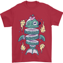 Funny Sliced Sushi Fish Fishing Fisherman Mens T-Shirt 100% Cotton Red