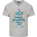 Funny Sliced Sushi Fish Fishing Fisherman Mens V-Neck Cotton T-Shirt Sports Grey