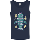 Funny Sliced Sushi Fish Fishing Fisherman Mens Vest Tank Top Navy Blue