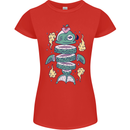 Funny Sliced Sushi Fish Fishing Fisherman Womens Petite Cut T-Shirt Red