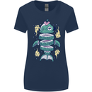 Funny Sliced Sushi Fish Fishing Fisherman Womens Wider Cut T-Shirt Navy Blue