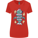 Funny Sliced Sushi Fish Fishing Fisherman Womens Wider Cut T-Shirt Red
