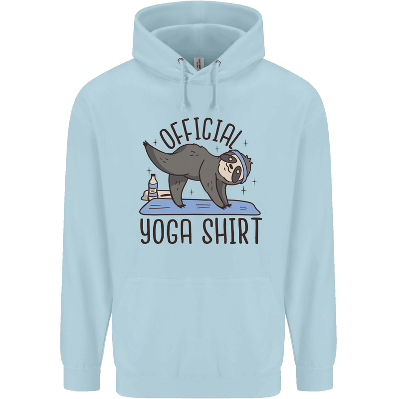 Funny Sloth Yoga Childrens Kids Hoodie Light Blue