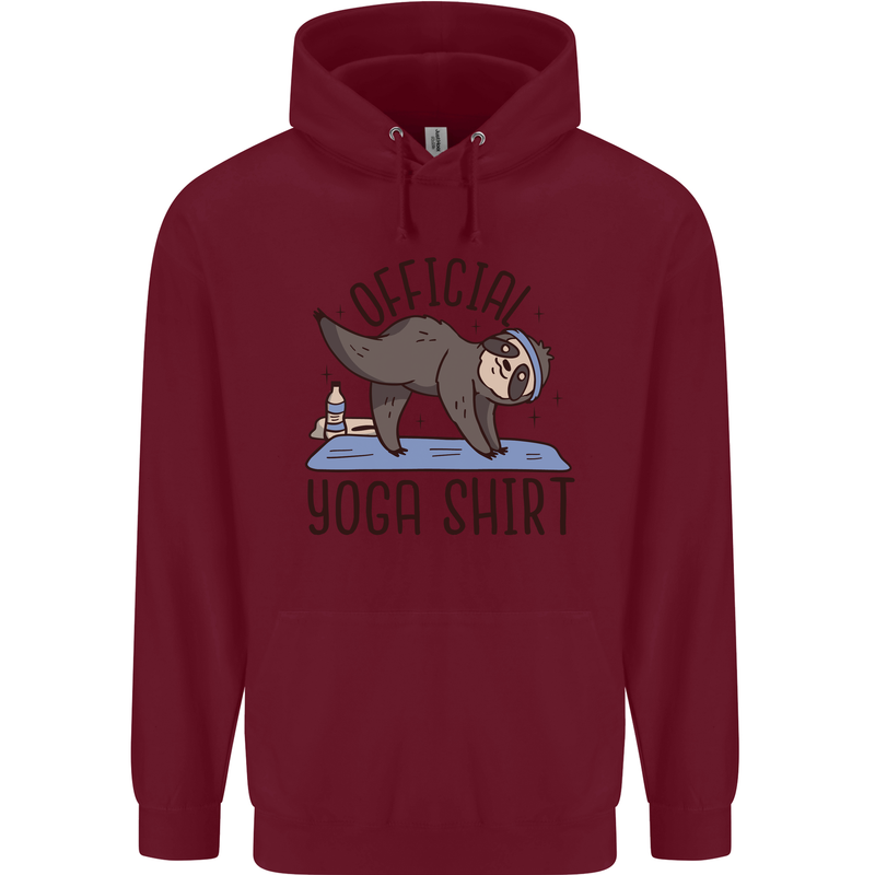 Funny Sloth Yoga Childrens Kids Hoodie Maroon