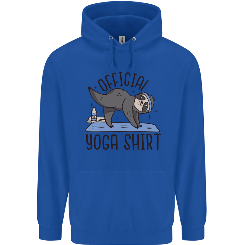 Funny Sloth Yoga Childrens Kids Hoodie Royal Blue