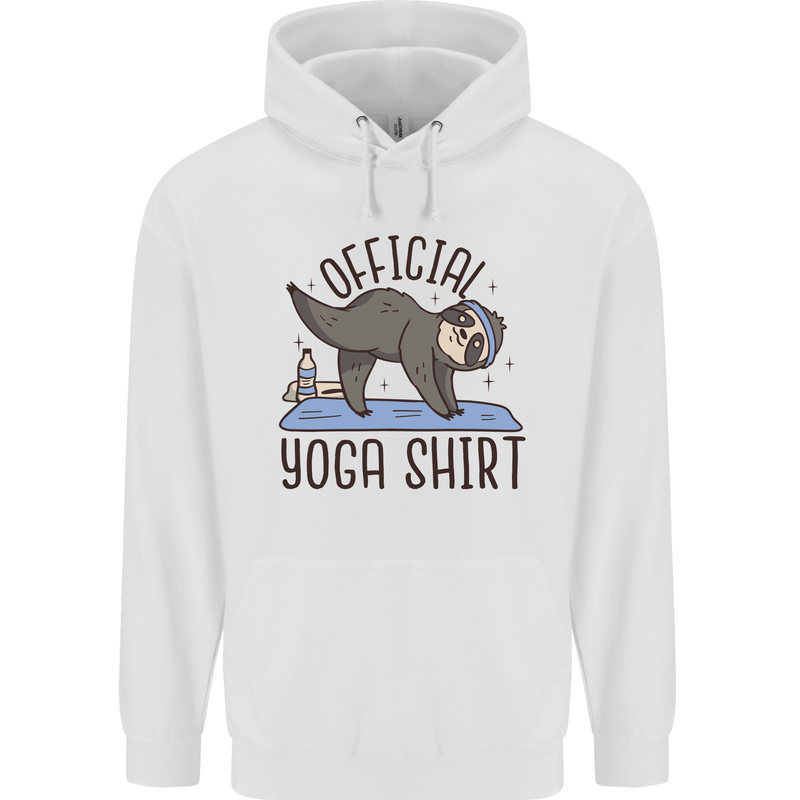 Funny Sloth Yoga Childrens Kids Hoodie White