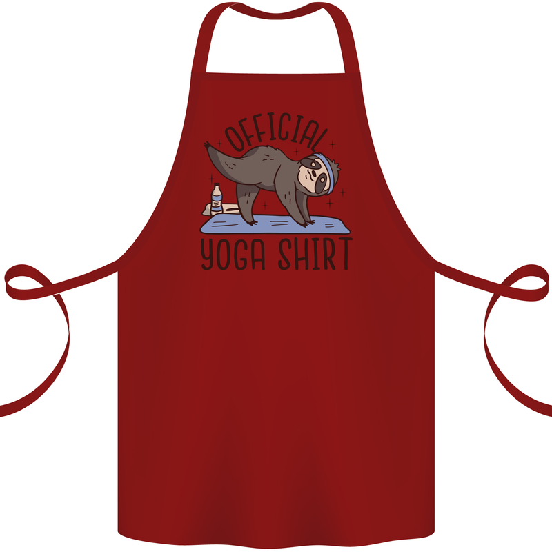 Funny Sloth Yoga Cotton Apron 100% Organic Maroon