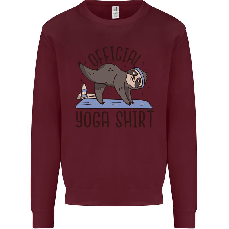 Funny Sloth Yoga Kids Sweatshirt Jumper Maroon
