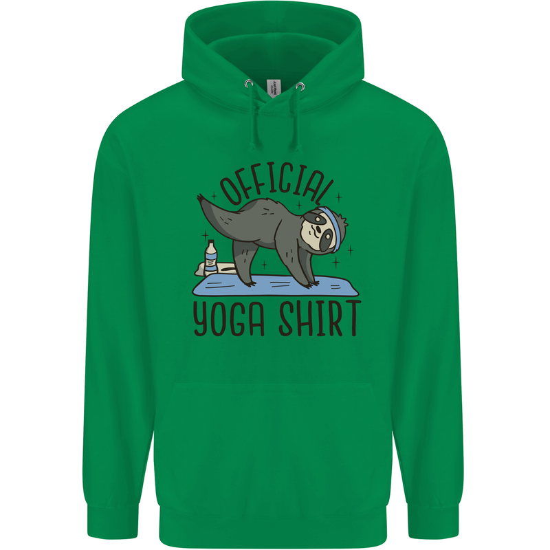 Funny Sloth Yoga Mens 80% Cotton Hoodie Irish Green
