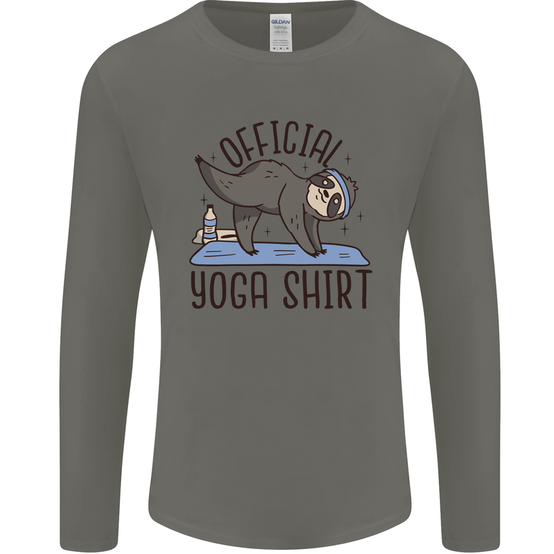 Funny Sloth Yoga Mens Long Sleeve T-Shirt Charcoal