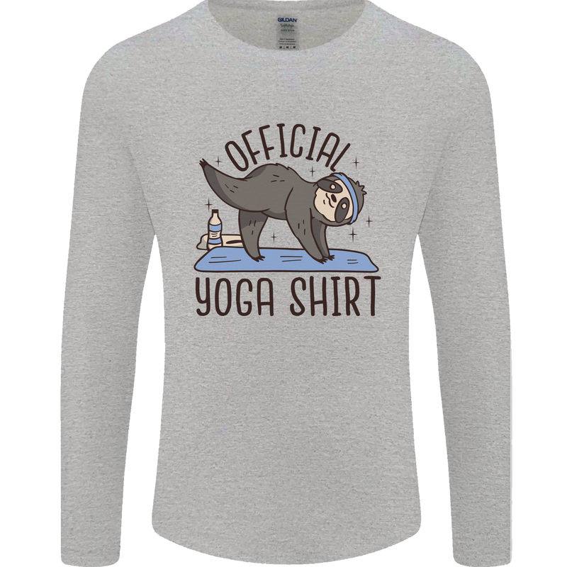 Funny Sloth Yoga Mens Long Sleeve T-Shirt Sports Grey