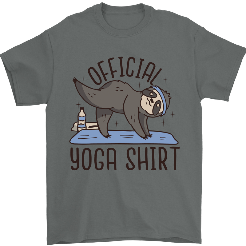 Funny Sloth Yoga Mens T-Shirt 100% Cotton Charcoal