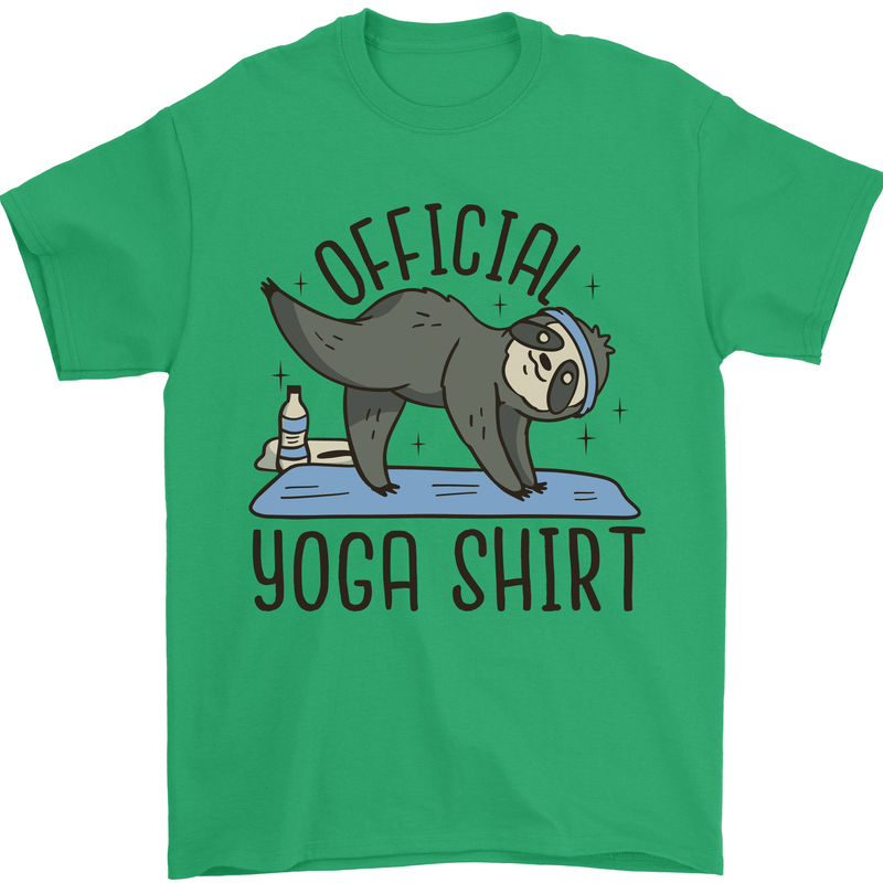 Funny Sloth Yoga Mens T-Shirt 100% Cotton Irish Green