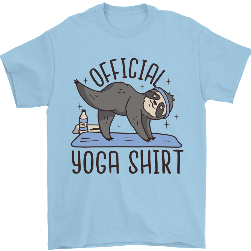 Funny Sloth Yoga Mens T-Shirt 100% Cotton Light Blue