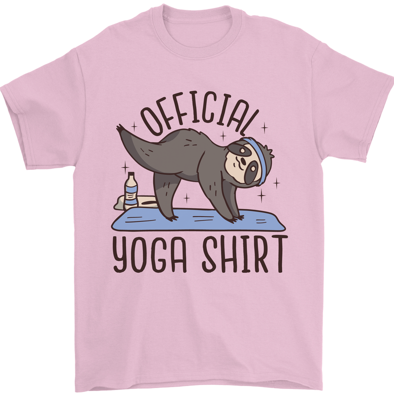 Funny Sloth Yoga Mens T-Shirt 100% Cotton Light Pink