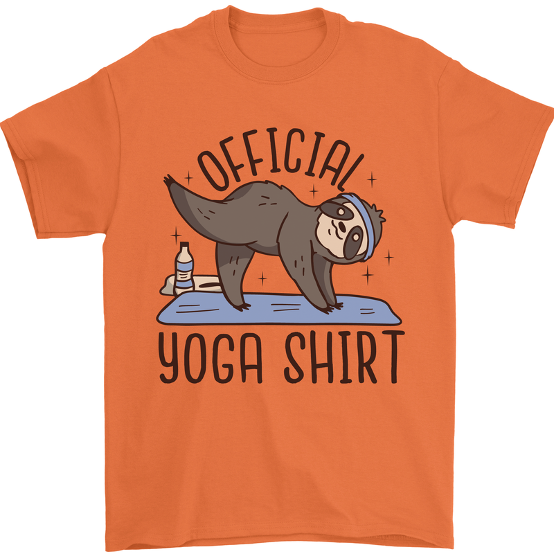 Funny Sloth Yoga Mens T-Shirt 100% Cotton Orange