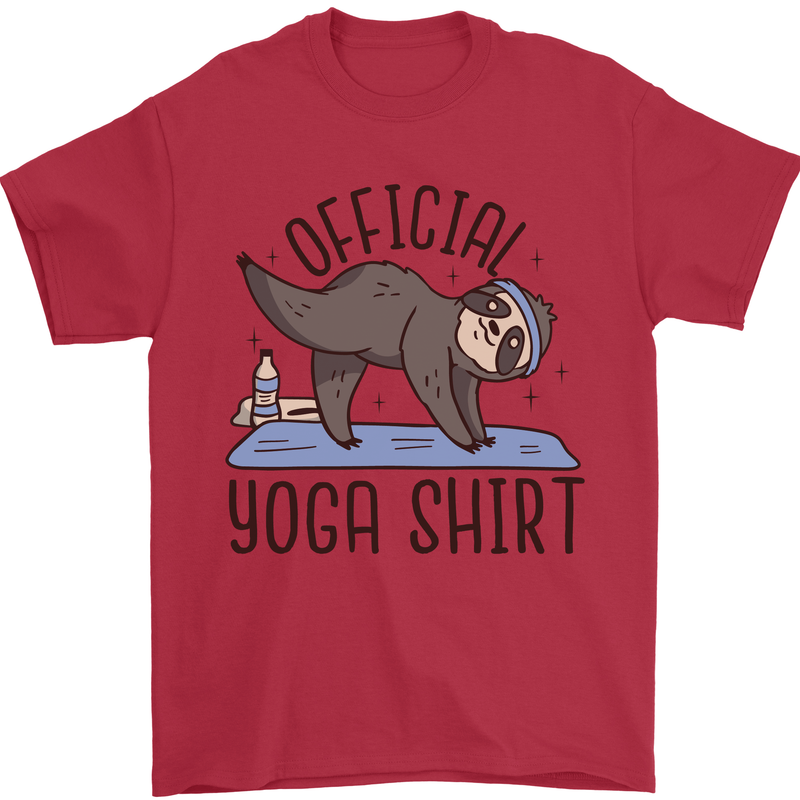 Funny Sloth Yoga Mens T-Shirt 100% Cotton Red