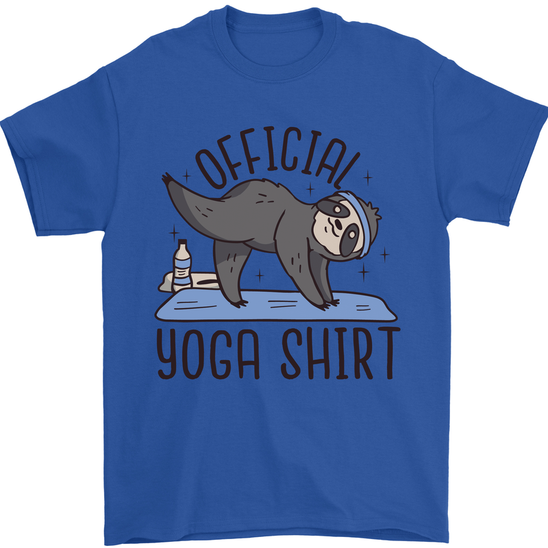 Funny Sloth Yoga Mens T-Shirt 100% Cotton Royal Blue