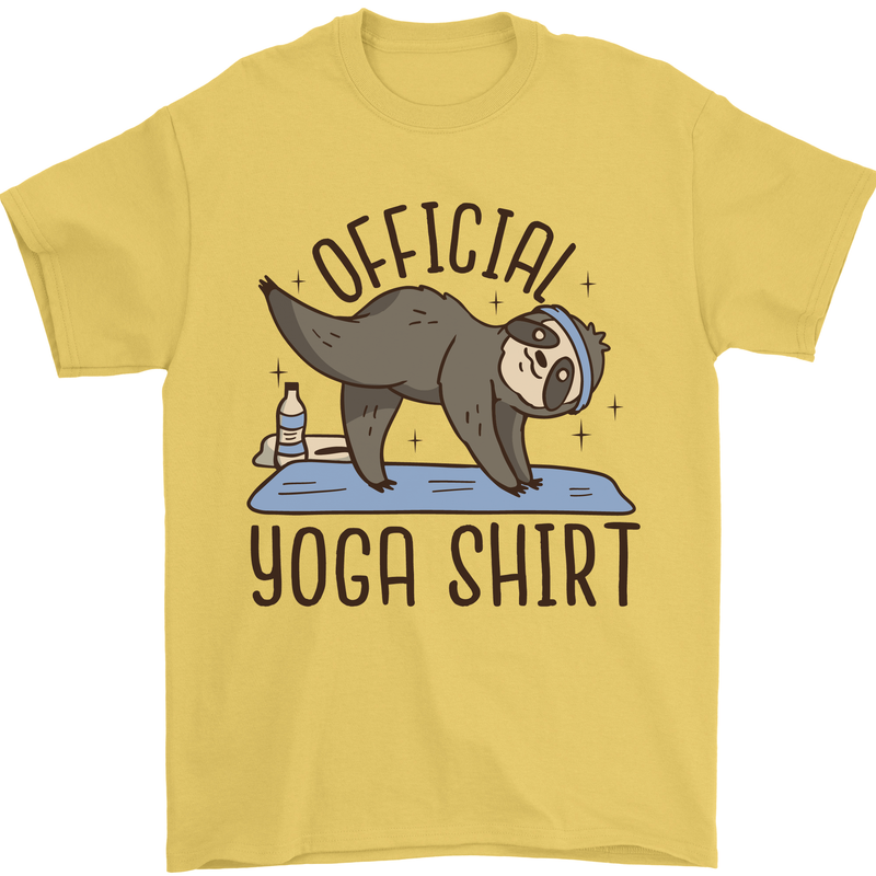 Funny Sloth Yoga Mens T-Shirt 100% Cotton Yellow