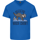 Funny Sloth Yoga Mens V-Neck Cotton T-Shirt Royal Blue