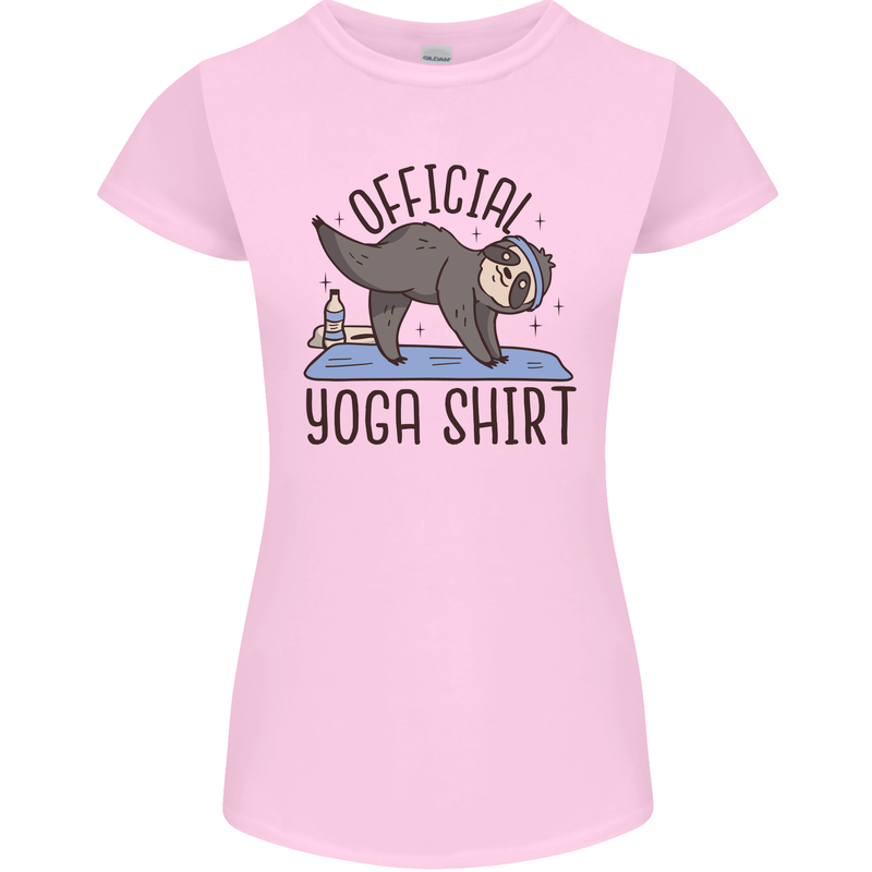 Funny Sloth Yoga Womens Petite Cut T-Shirt Light Pink