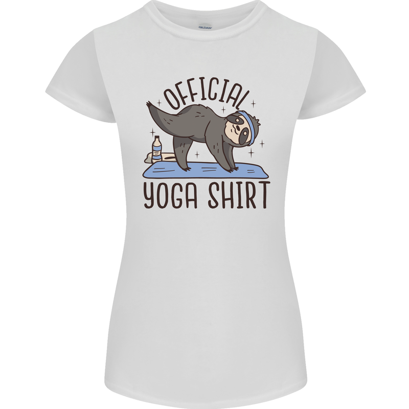 Funny Sloth Yoga Womens Petite Cut T-Shirt White