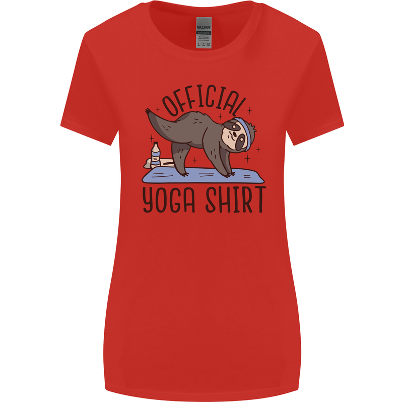 Funny Sloth Yoga Womens Wider Cut T-Shirt Red