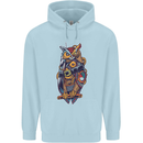 Funny Steampunk Pirate Owl Childrens Kids Hoodie Light Blue