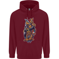 Funny Steampunk Pirate Owl Childrens Kids Hoodie Maroon