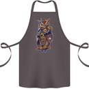 Funny Steampunk Pirate Owl Cotton Apron 100% Organic Dark Grey