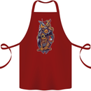 Funny Steampunk Pirate Owl Cotton Apron 100% Organic Maroon