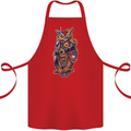 Funny Steampunk Pirate Owl Cotton Apron 100% Organic Red