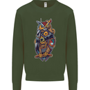 Funny Steampunk Pirate Owl Kids Sweatshirt Jumper Forest Green