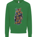 Funny Steampunk Pirate Owl Kids Sweatshirt Jumper Irish Green
