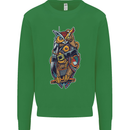 Funny Steampunk Pirate Owl Kids Sweatshirt Jumper Irish Green