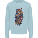 Funny Steampunk Pirate Owl Kids Sweatshirt Jumper Light Blue
