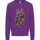 Funny Steampunk Pirate Owl Kids Sweatshirt Jumper Purple