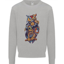 Funny Steampunk Pirate Owl Kids Sweatshirt Jumper Sports Grey