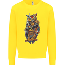 Funny Steampunk Pirate Owl Kids Sweatshirt Jumper Yellow