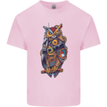 Funny Steampunk Pirate Owl Kids T-Shirt Childrens Light Pink