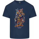 Funny Steampunk Pirate Owl Kids T-Shirt Childrens Navy Blue
