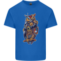 Funny Steampunk Pirate Owl Kids T-Shirt Childrens Royal Blue