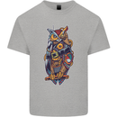 Funny Steampunk Pirate Owl Kids T-Shirt Childrens Sports Grey