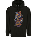 Funny Steampunk Pirate Owl Mens 80% Cotton Hoodie Black