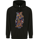Funny Steampunk Pirate Owl Mens 80% Cotton Hoodie Black
