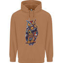 Funny Steampunk Pirate Owl Mens 80% Cotton Hoodie Caramel Latte