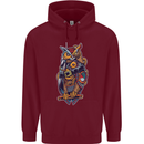 Funny Steampunk Pirate Owl Mens 80% Cotton Hoodie Maroon