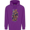 Funny Steampunk Pirate Owl Mens 80% Cotton Hoodie Purple